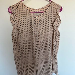 LOFT pink/navy ruffle dress shirt